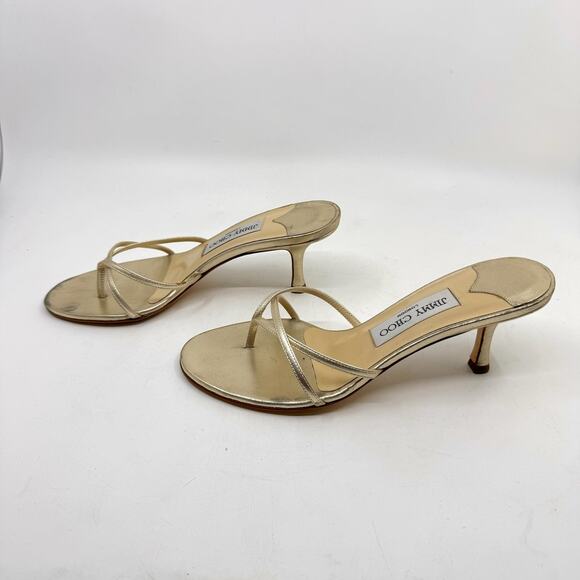 Vintage Y2K JIMMY CHOO ‘Nimbus’ Gold Metallic Kitten Heels - Picture 4 of 11